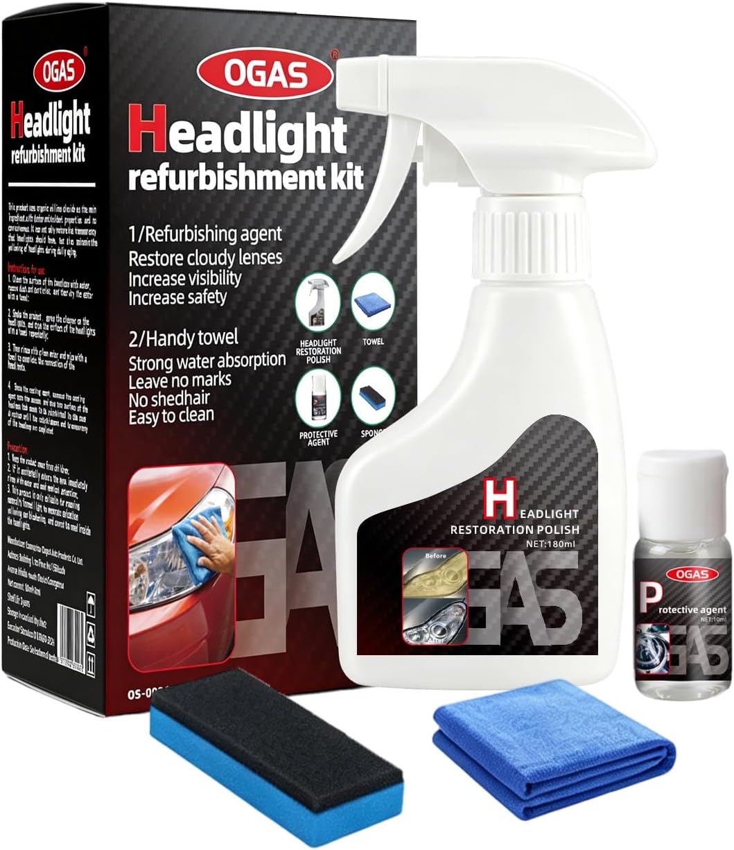 Headlight Restoration Kit, Car Headlight Cleaner & Polish, Oxidation & Yellowing Remover, DIY Coating Solution, 6 fl. oz